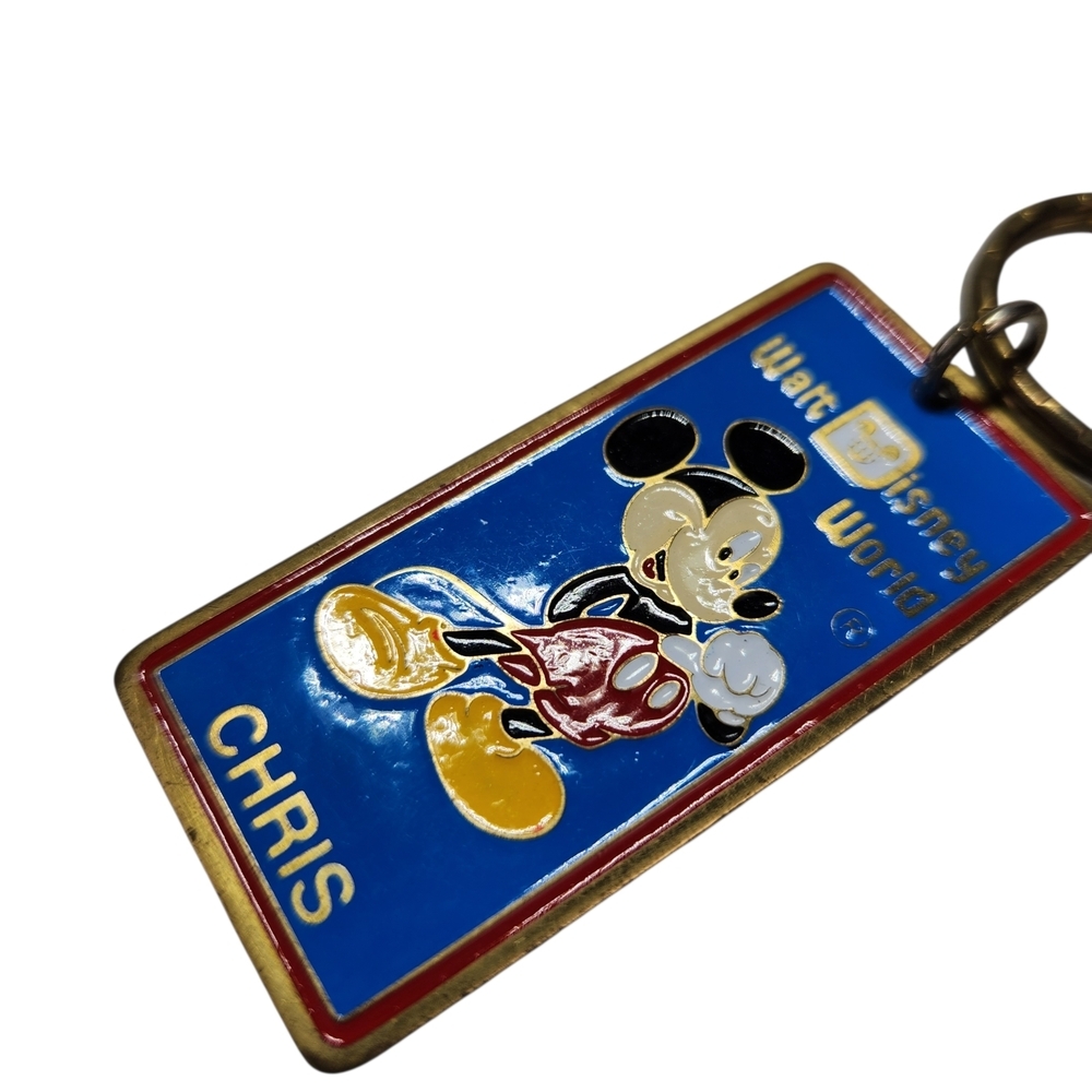 Vintage Walt Disney World Mickey Mouse Keychain - Name "CHRIS" - Blue Enamel 80s - Picture 3 of 6